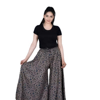 Studio front shot of grey cotton palazzo pants