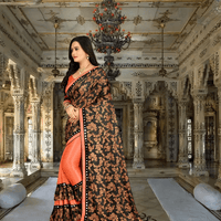 Orange-navy lycra saree