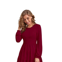  Side view without background of Maroon dress showcasing curve-enhancing fit