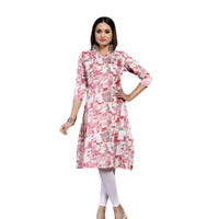  Isolated front view highlighting the bold print and collar neck