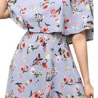 Closeup view of light grey floral gown for women 