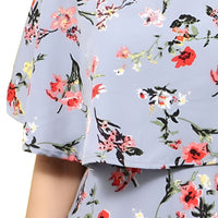 Closeup view of light grey floral gown for women 