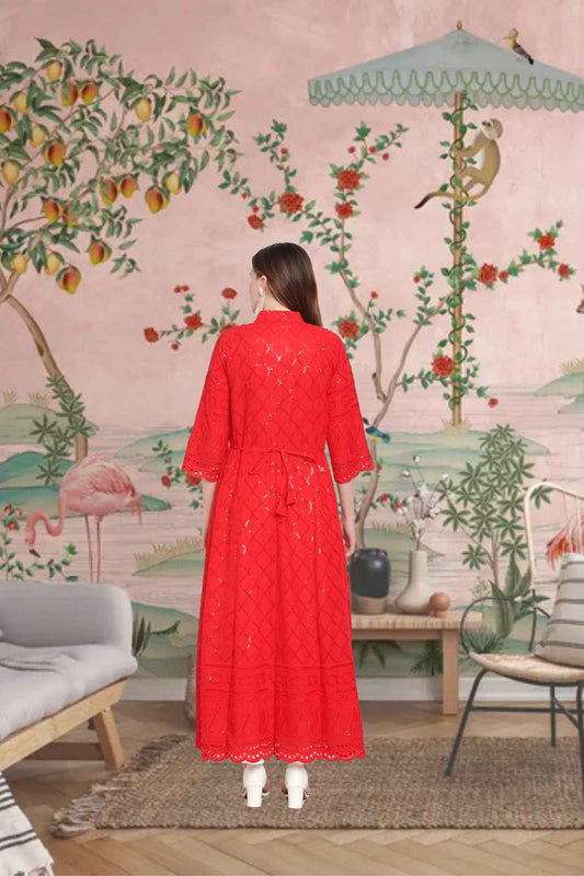 Rear angle showcasing the embroidered flame motif