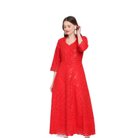 Silhouette showcasing the kurti’s striking flame-shaped drape