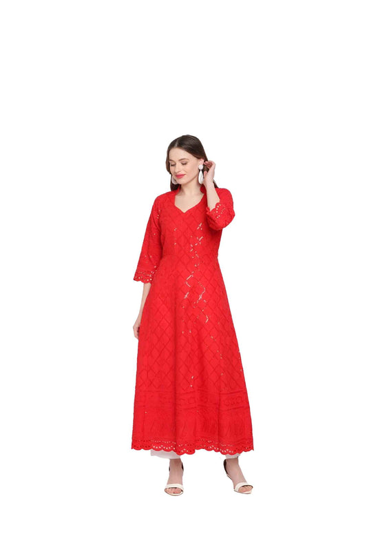 Silhouette showcasing the kurti’s striking flame-shaped drape
