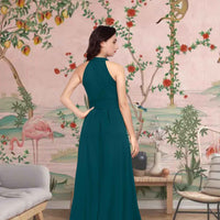 Rear angle showing hem’s paranormal drape