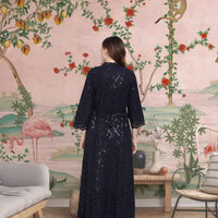  Rear shot showcasing intricate indigo artistry