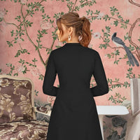 Back view highlighting the sleek knit flow and sleeveless design