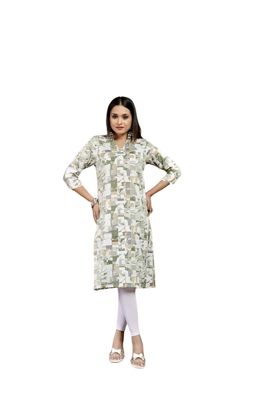  Isolated front shot, highlighting the collar-neck and vibrant print