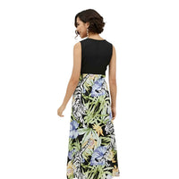 Back view of the dress isolated, emphasizing the intricate floral density on skirt