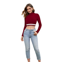 Isolated front view—maroon top with curve-loving finish
