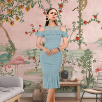  Front view: Dress plotting world domination via ruffled shoulders