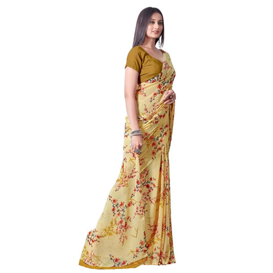 Yellow abstract georgette flat lay – pure white backdrop