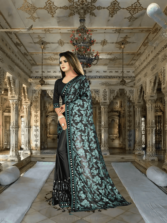 Green Lycra saree styled for office wear - comfortable and professional work attire