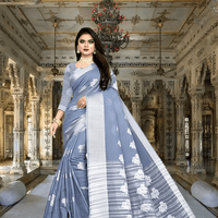 Professional drape style for grey cotton silk saree with pleated pallu

