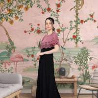  Right view of elegant sleeveless crepe gown