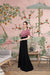  Right view of elegant sleeveless crepe gown