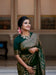 Model draped in Haritala Veil, standing front view in palace setting