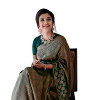 Seated pose on antique palace furniture