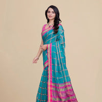  Studio front view of Rama cotton silk saree with full clarity