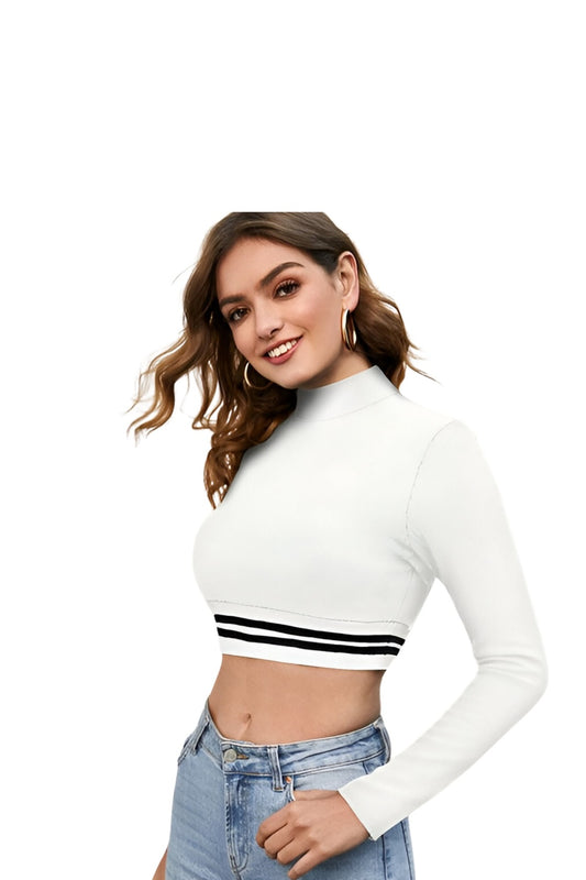 Right side view—pure white crop top, clean lines