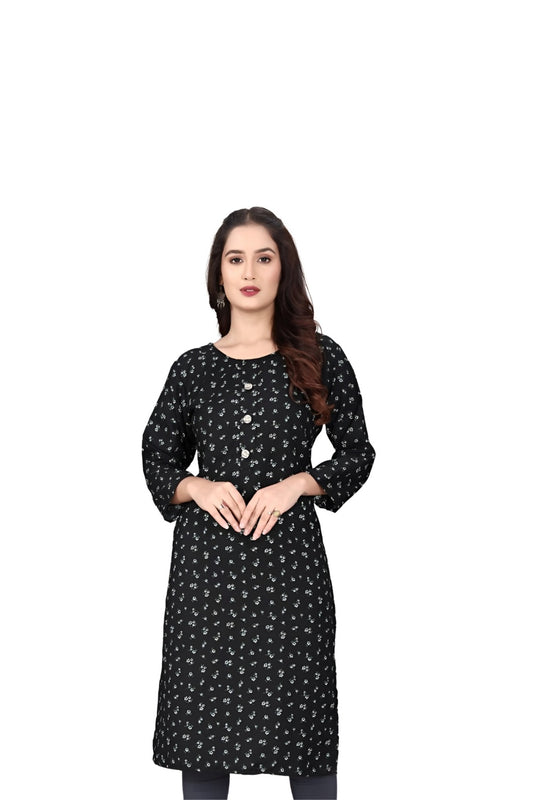  Front view of black rayon kurti without background