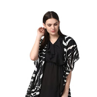 Front studio image of short sleeve black shrug by CELESTINA