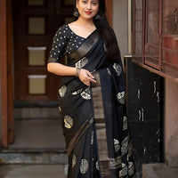  Studio front view showing full saree with print and blouse clarity