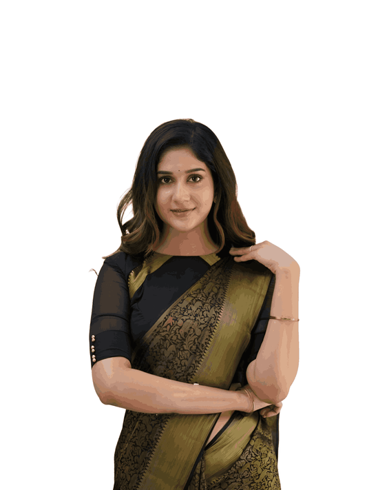 Zoomed pallu to highlight texture and print