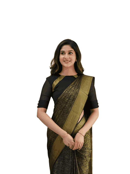 Zoomed pallu to highlight texture and print