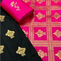 Studio close-up of intricate print on black silk