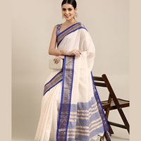  Studio front angle of royal blue saree with blouse