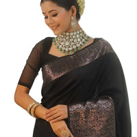 Full frontal saree display, highlighting motif