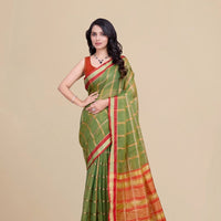 Studio front view highlighting saree structure and color clarity