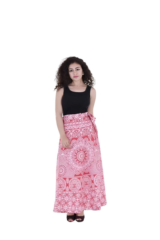 Front view wrapped in temple tones, skirt flaring like devotion