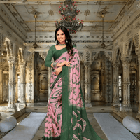 Model flipping pallu to show lychee-pink and leaf green