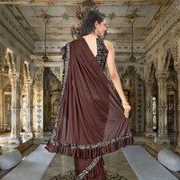 Stretch test of brown Lycra saree – wrinkle-free fabric