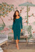Front view of Mayurthaar Morpich dress with full sleeves and center buttons