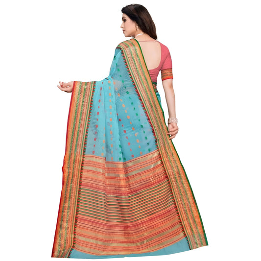 Studio pallu drop shot in standing pose, showcasing the lightweight texture and graceful fall.