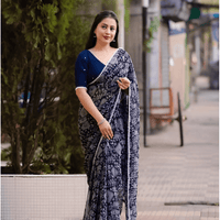 Model twirling to show cosmic navy-blue
 gradient