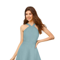 Transparent front view of pista halter neck dress