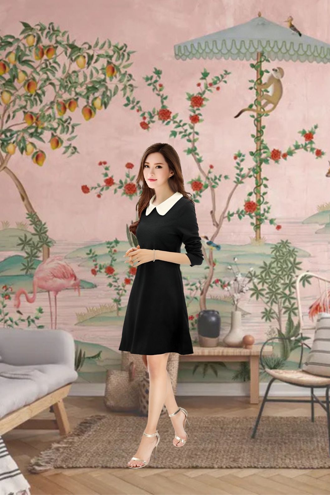 Zoomed shot of the white collar – sharp, clean, bold