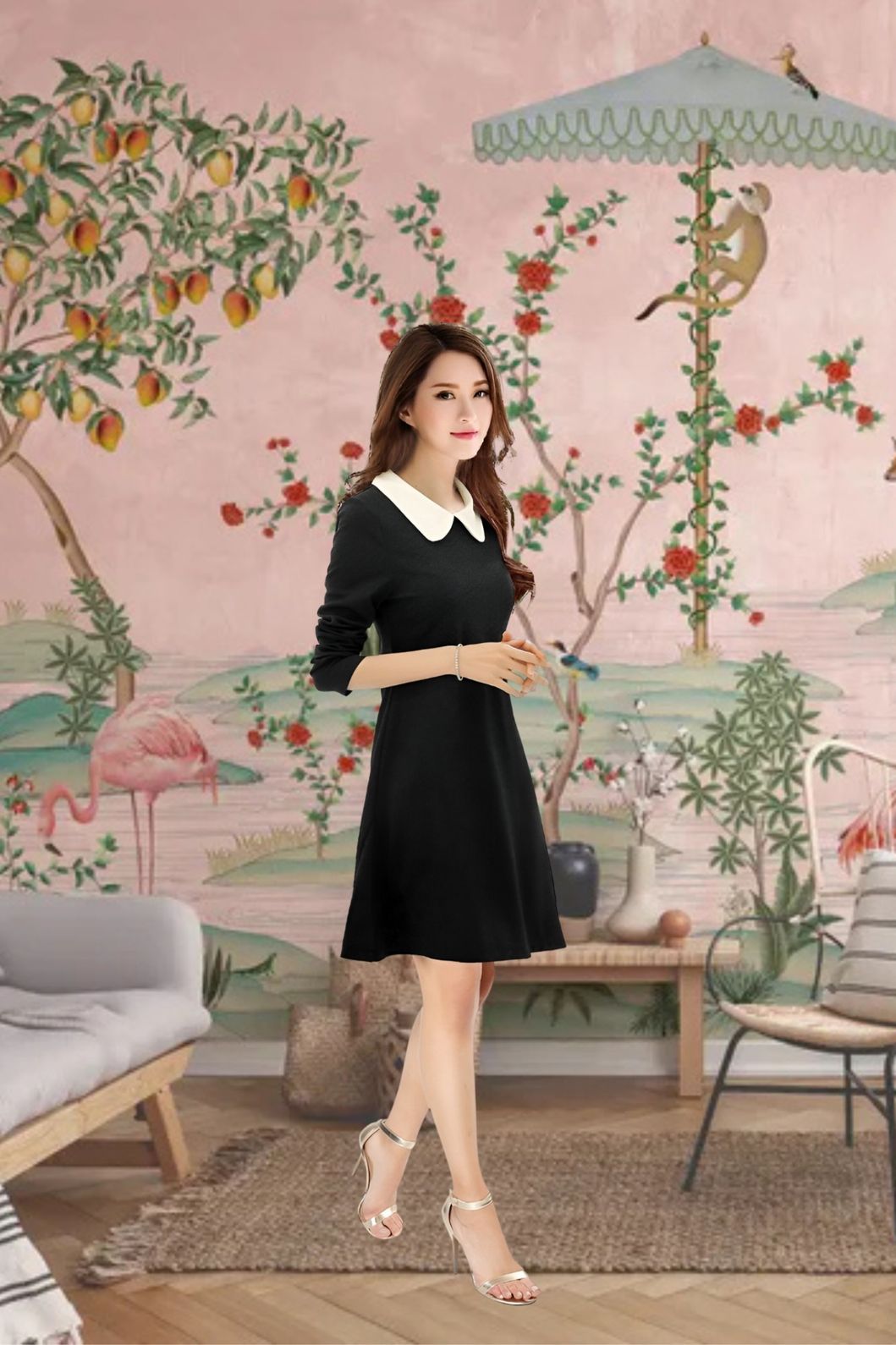 Model in a hallway with cinematic light – graceful mood