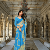 Georgette saree in motion showing shifting abstract patterns