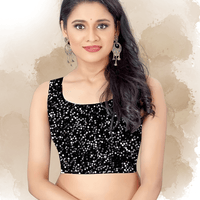 Unstitched blouse piece for midnight navy saree