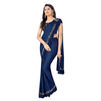 Executive woman wearing navy saree in  meeting