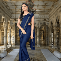Executive woman wearing navy saree in  meeting