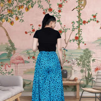  Rear view of Jaipur printed palazzo in soft light blue tone