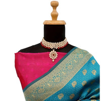 Studio closeup of silk richness and gold detailing – white background