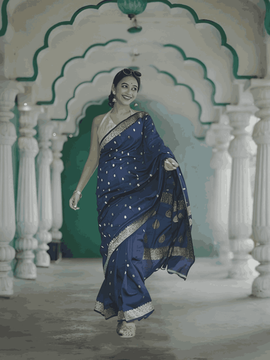 Mid-step shot in palace ambience, storytelling in fabric